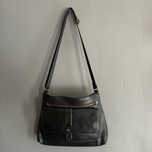 Fossil Black Pebbled leather Leather Crossbody Shoulder Bag